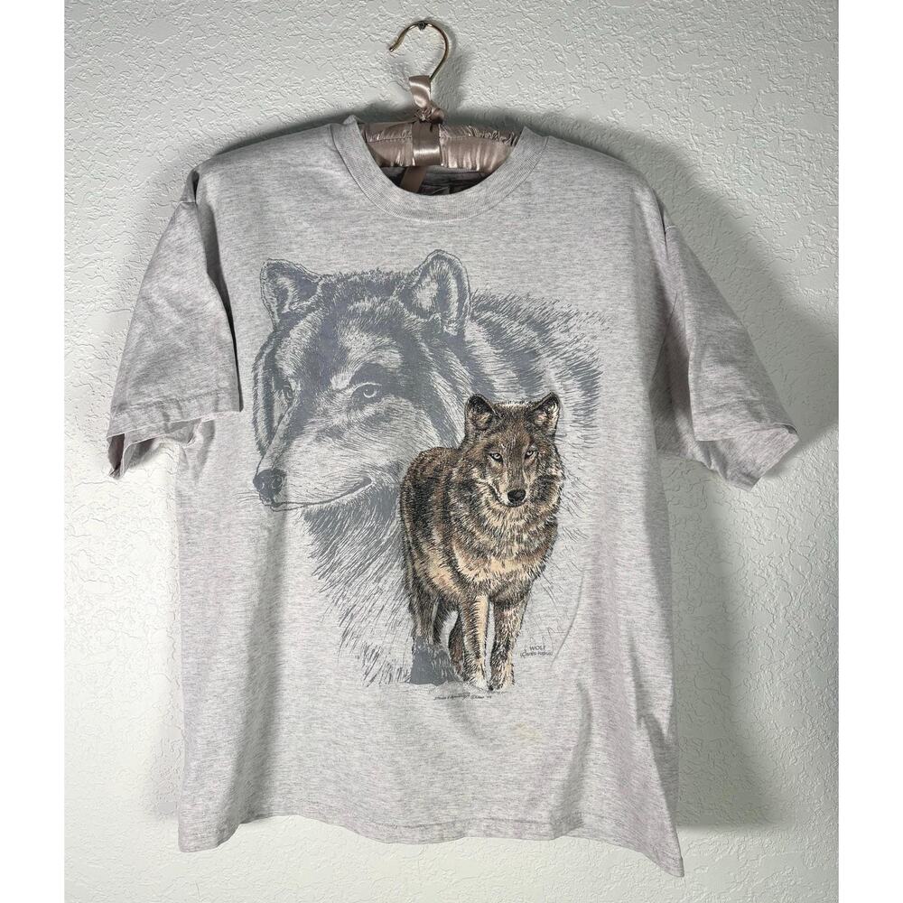 Vintage 90s Oversized Wolf Portrait San Segal Print Large T-shirt